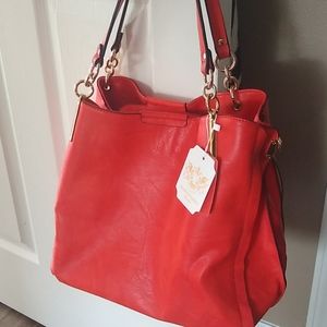 Large vegan leather shoulder bag